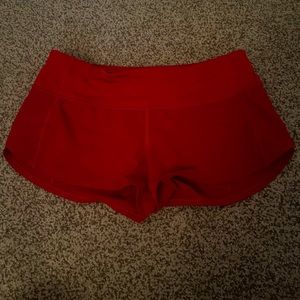 Lululemon red speed up shorts